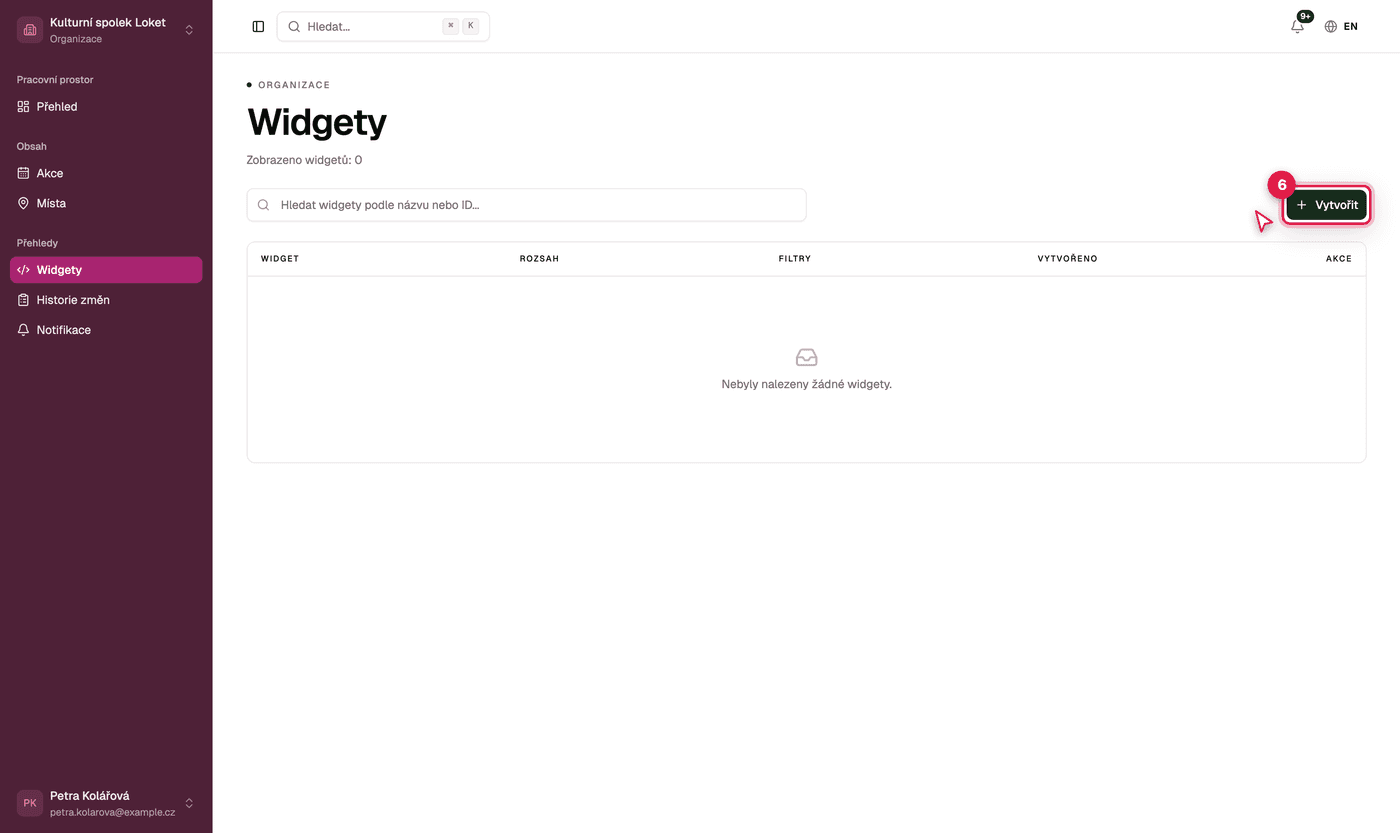 Snímek obrazovky: stu 28 widgety